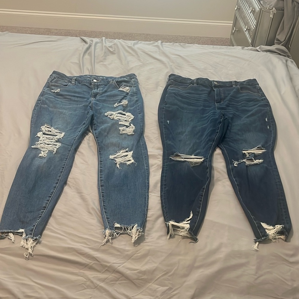 American Eagle Curvy high rise women’s stretch jeggins medium-dark denim NWOT